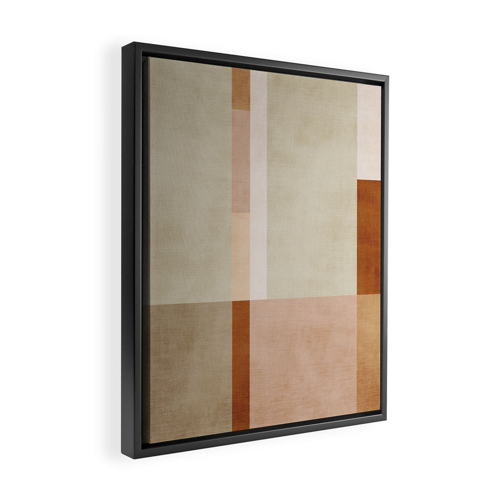 Minimalist Neutral Geometric Abstract Artwork Framed Canvas Print Gallery Image 2