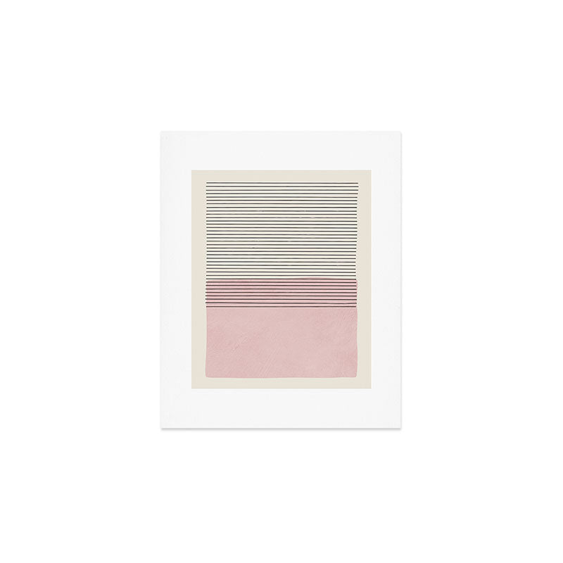 Minimalist Pink Color Block Black Line Art Print Gallery Image 1
