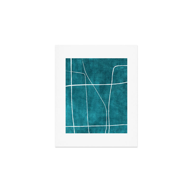 Minimalist Teal White Abstract Artwork Art Print Gallery Image 1