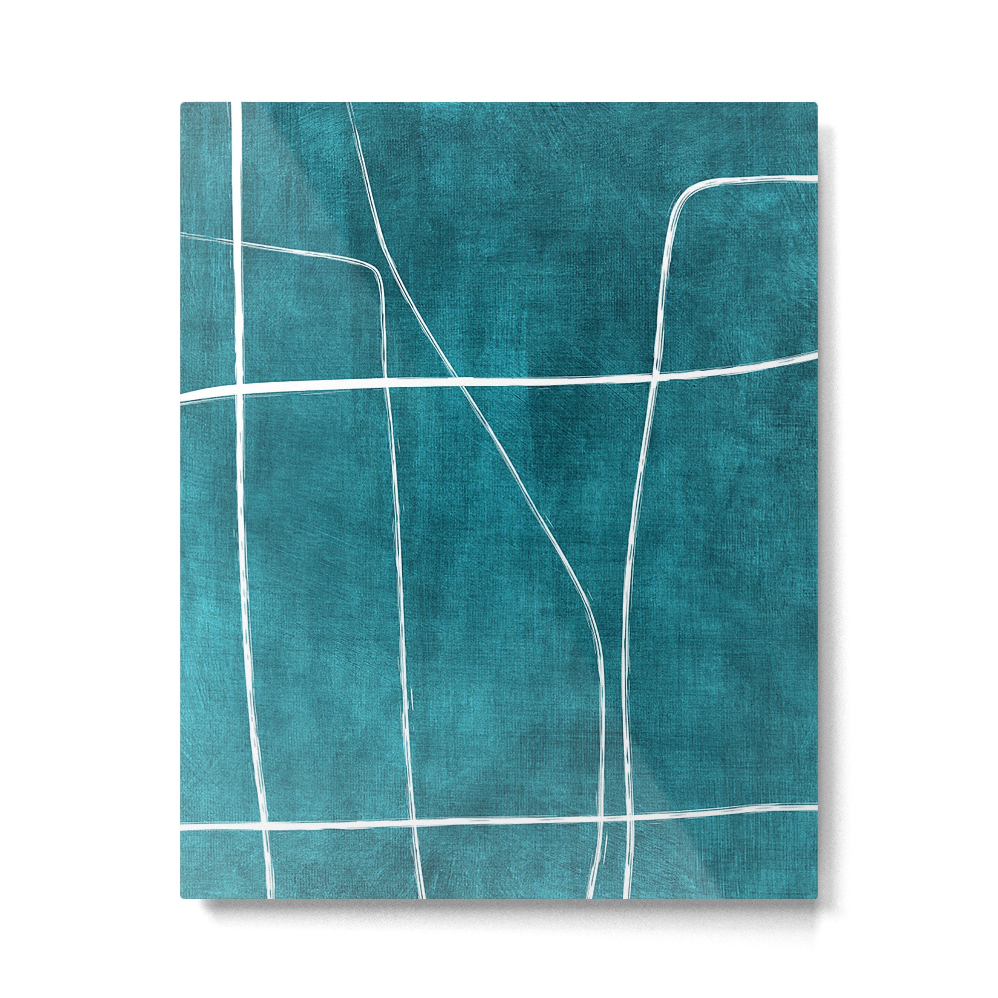 Minimalist Teal White Abstract Artwork Metal Print Gallery Image 4