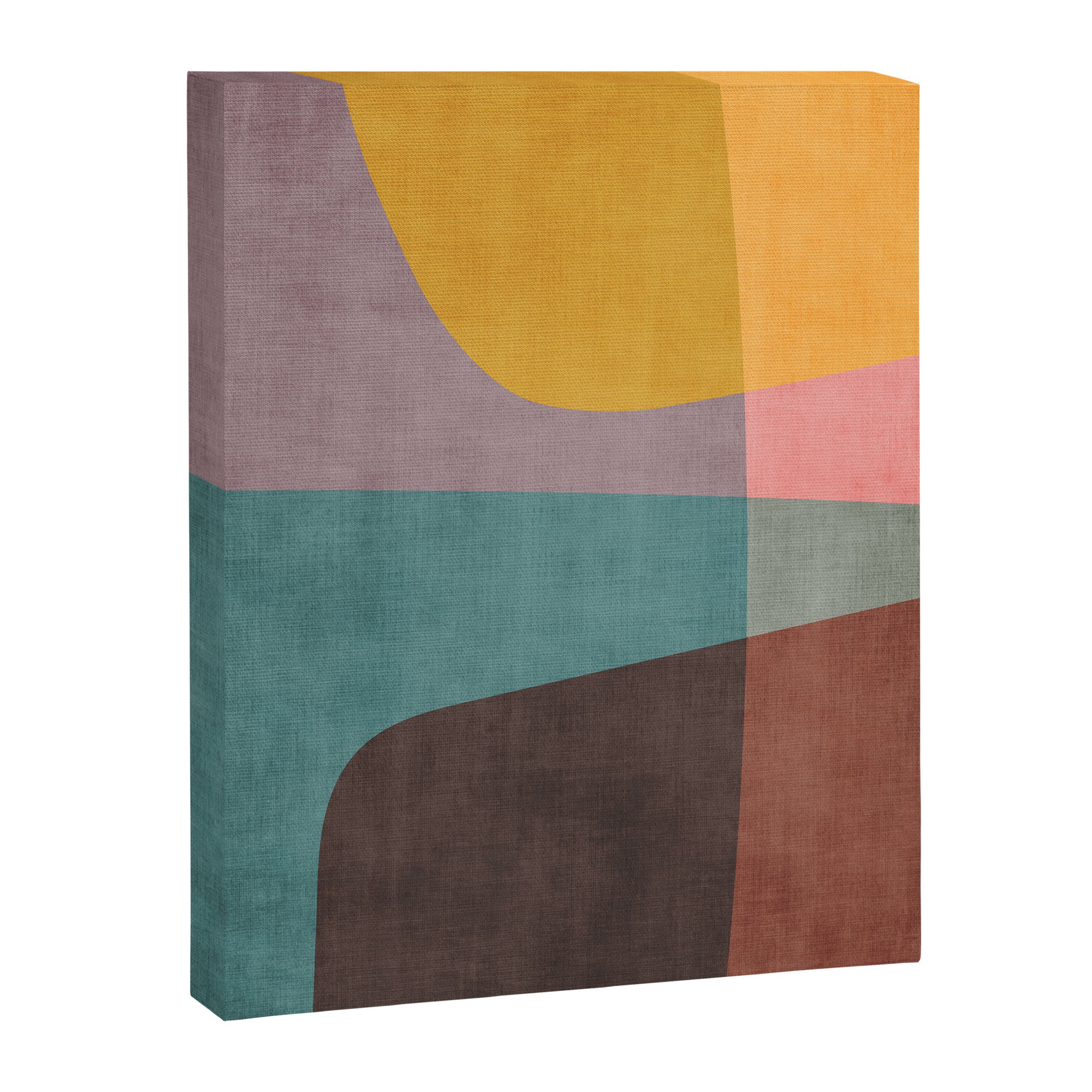 Modern Abstract Artwork Yellow Teal Pink Canvas Print Gallery Image 6