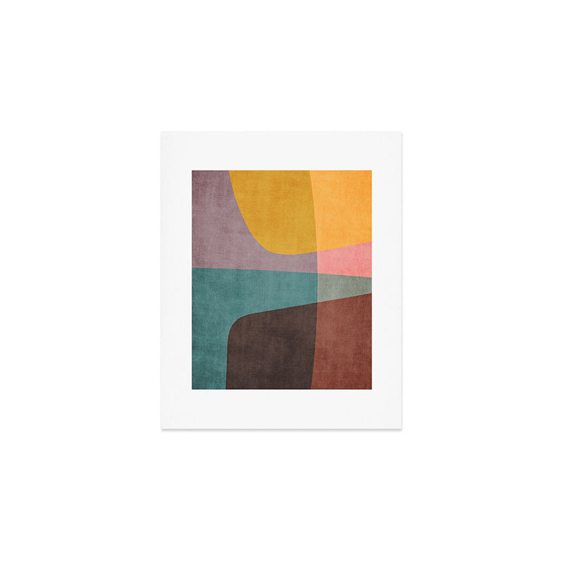 Modern Abstract Artwork Yellow Teal Pink Art Print Gallery Image 1