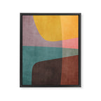 Modern Abstract Artwork Yellow Teal Pink Framed Canvas Print Gallery Image 6