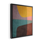 Modern Abstract Artwork Yellow Teal Pink Framed Canvas Print Gallery Image 2