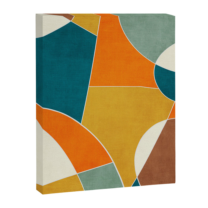 Modern Abstract Mustard Orange Navy Teal White Artwork Canvas Print Gallery Image 1