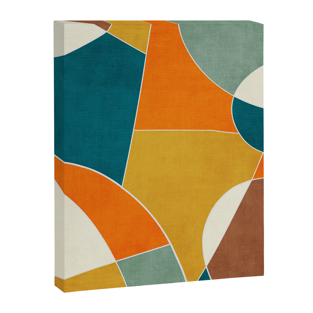 Modern Abstract Mustard Orange Navy Teal White Artwork Canvas Print Gallery Image 6
