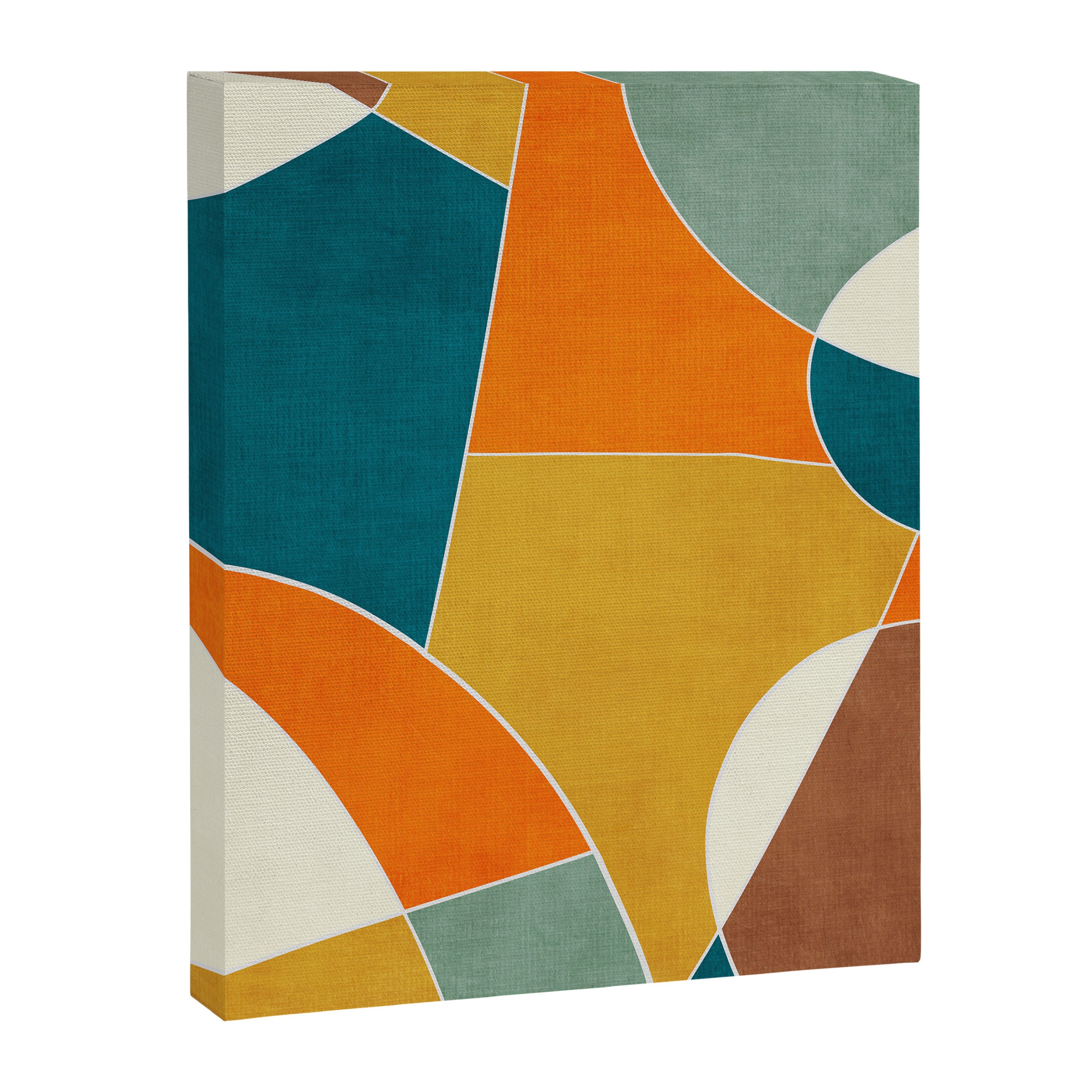Modern Abstract Mustard Orange Navy Teal White Artwork Canvas Print Gallery Image 6