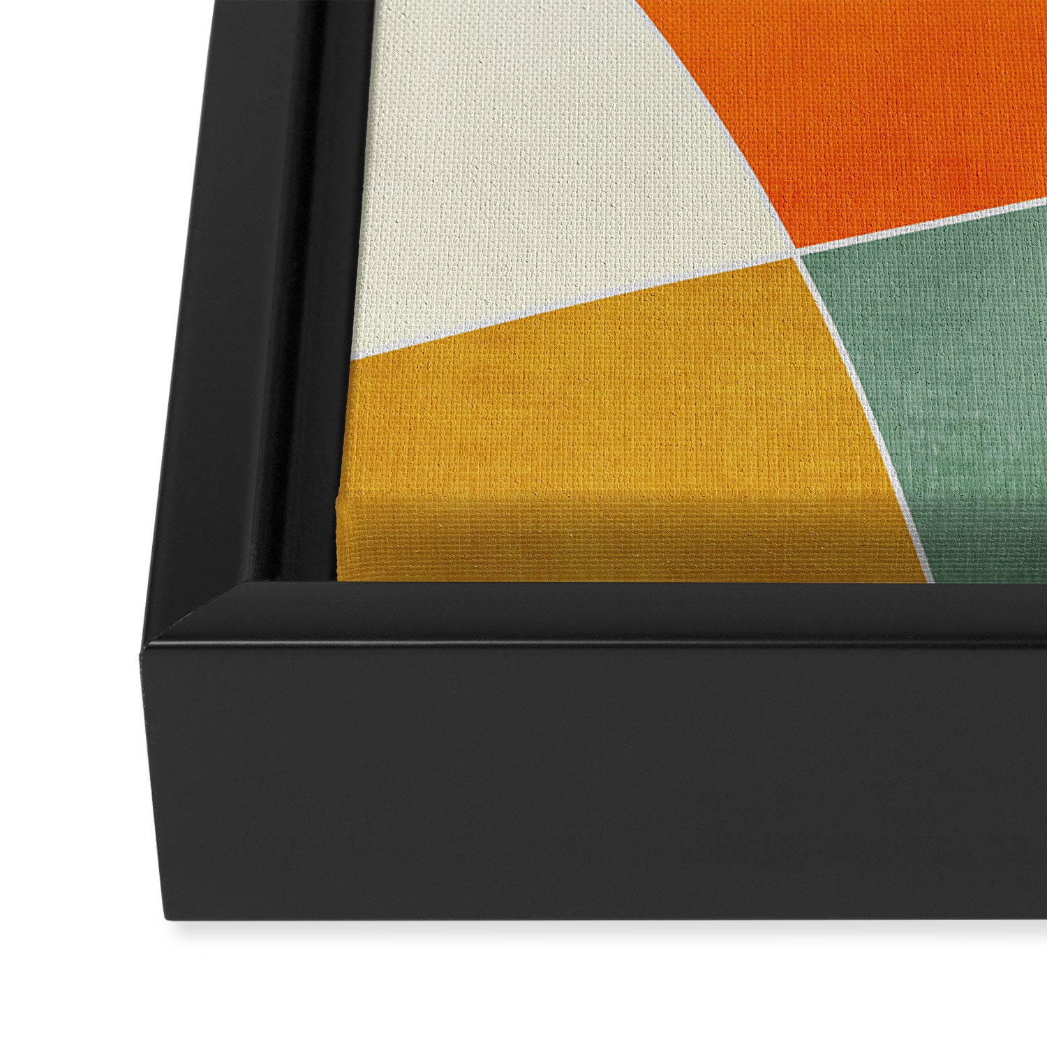 Modern Abstract Mustard Orange Navy Teal White Artwork Framed Canvas Print Gallery Image 3