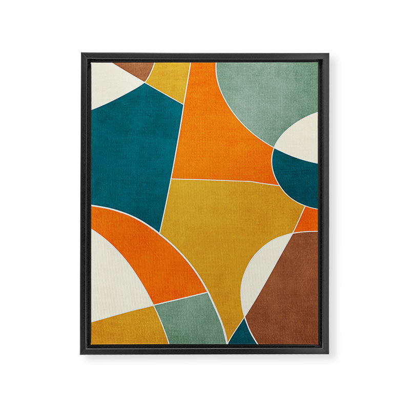 Modern Abstract Mustard Orange Navy Teal White Artwork Framed Canvas Print Gallery Image 6