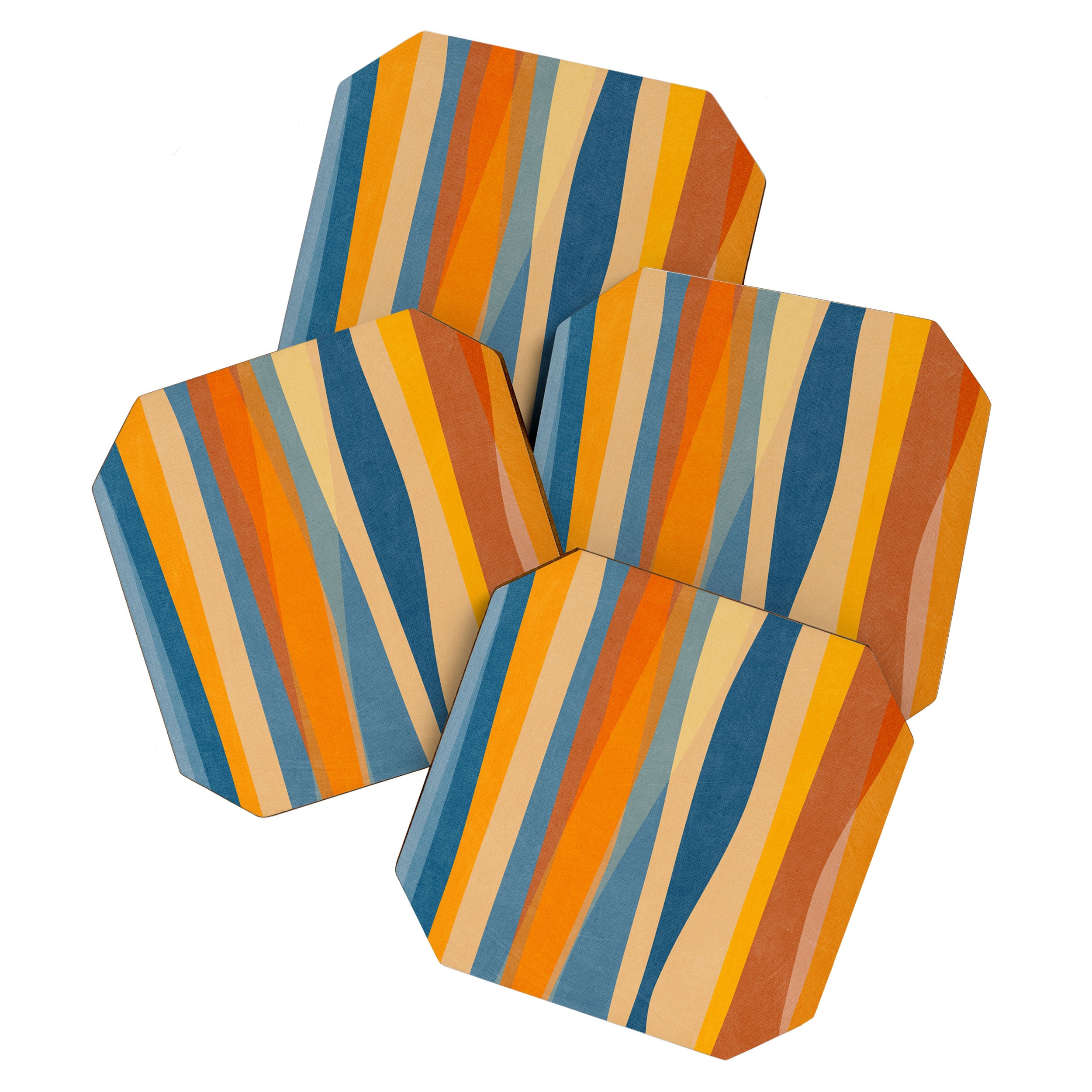 Modern Abstract Shapes Blue Orange Yellow Coaster Gallery Image 1