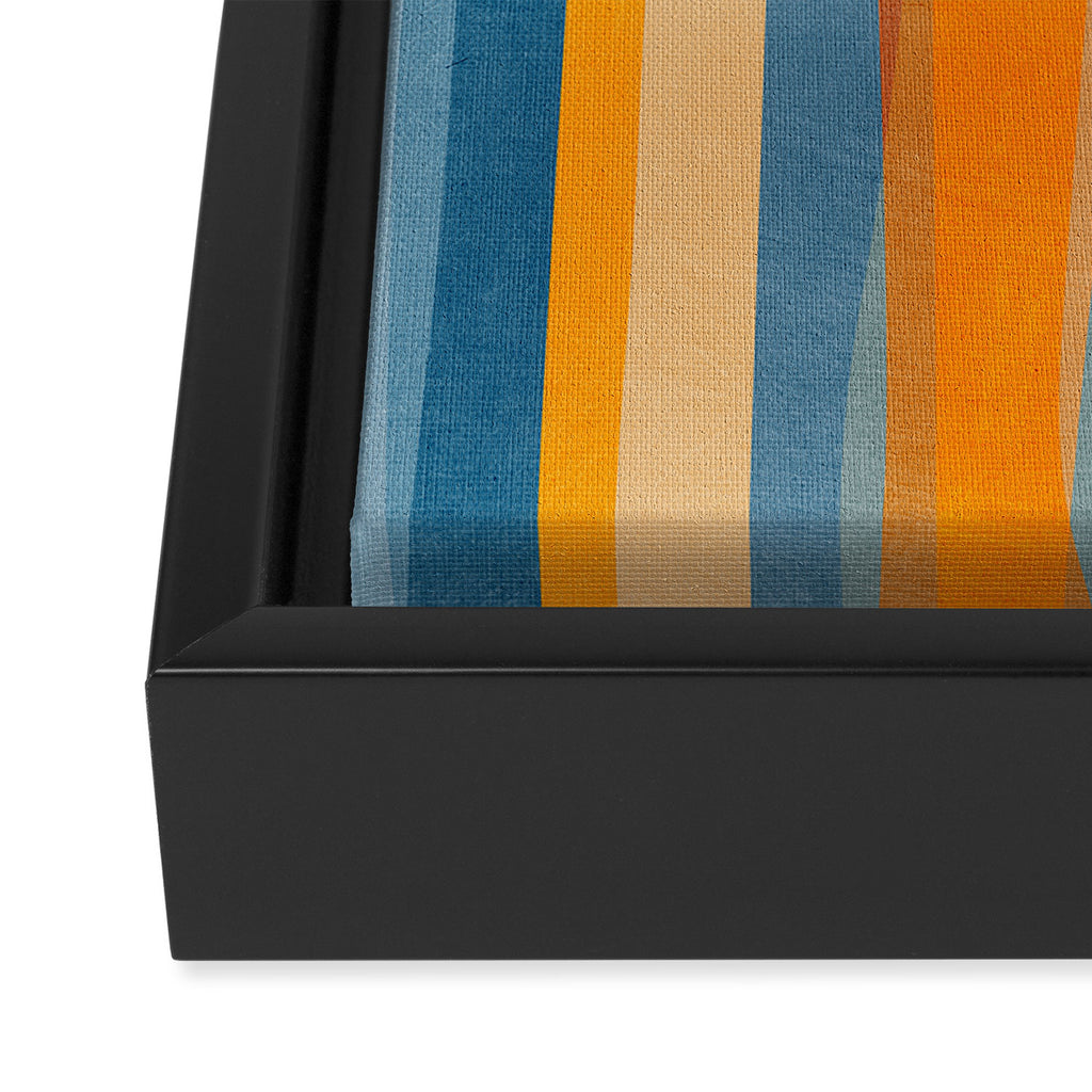 Modern Abstract Shapes Blue Orange Yellow Framed Canvas Print Gallery Image 3