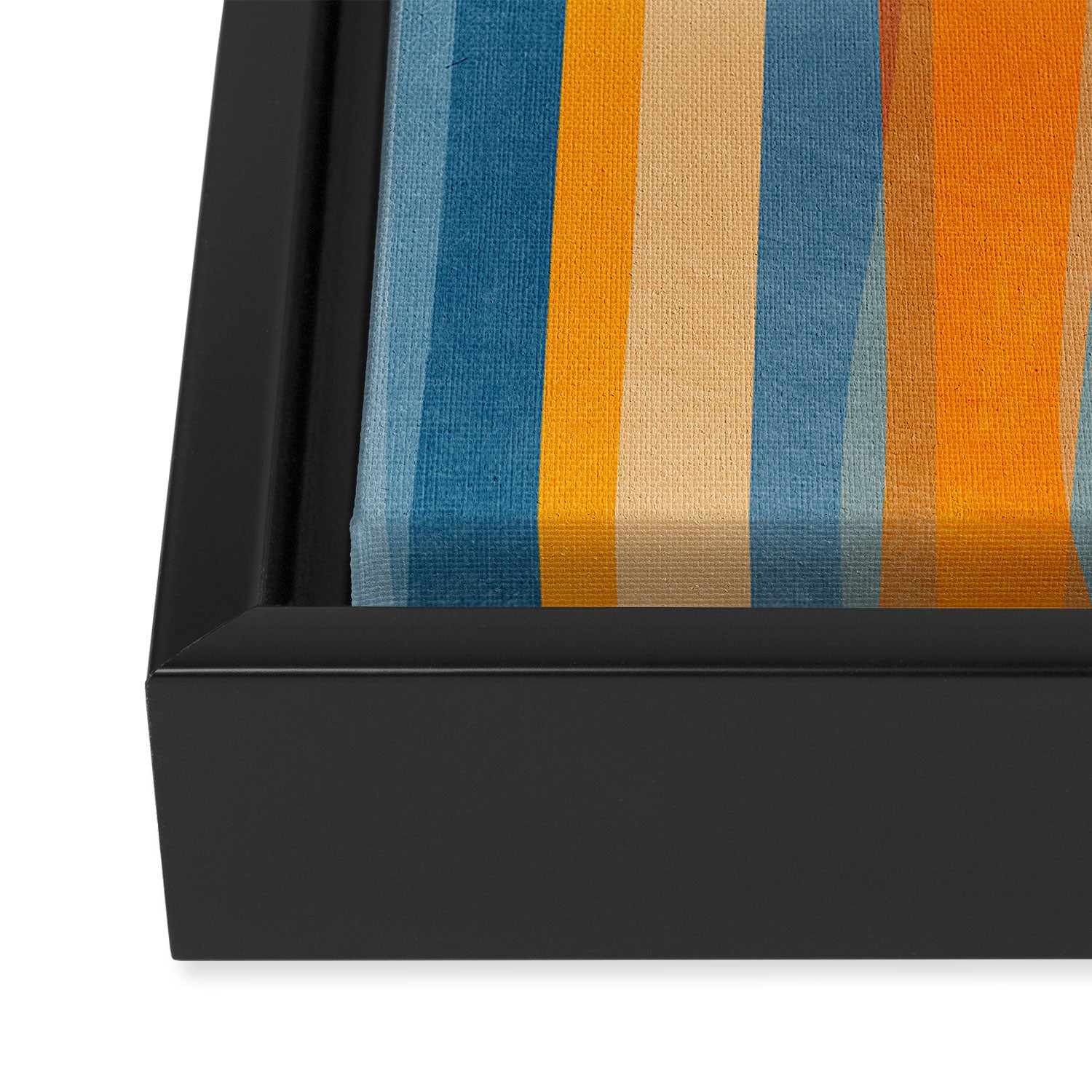 Modern Abstract Shapes Blue Orange Yellow Framed Canvas Print Gallery Image 3