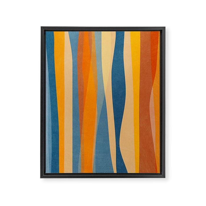 Modern Abstract Shapes Blue Orange Yellow Framed Canvas Print Gallery Image 1