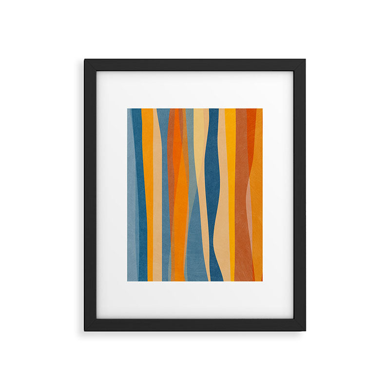 Modern Abstract Shapes Blue Orange Yellow Framed Art Print Gallery Image 5