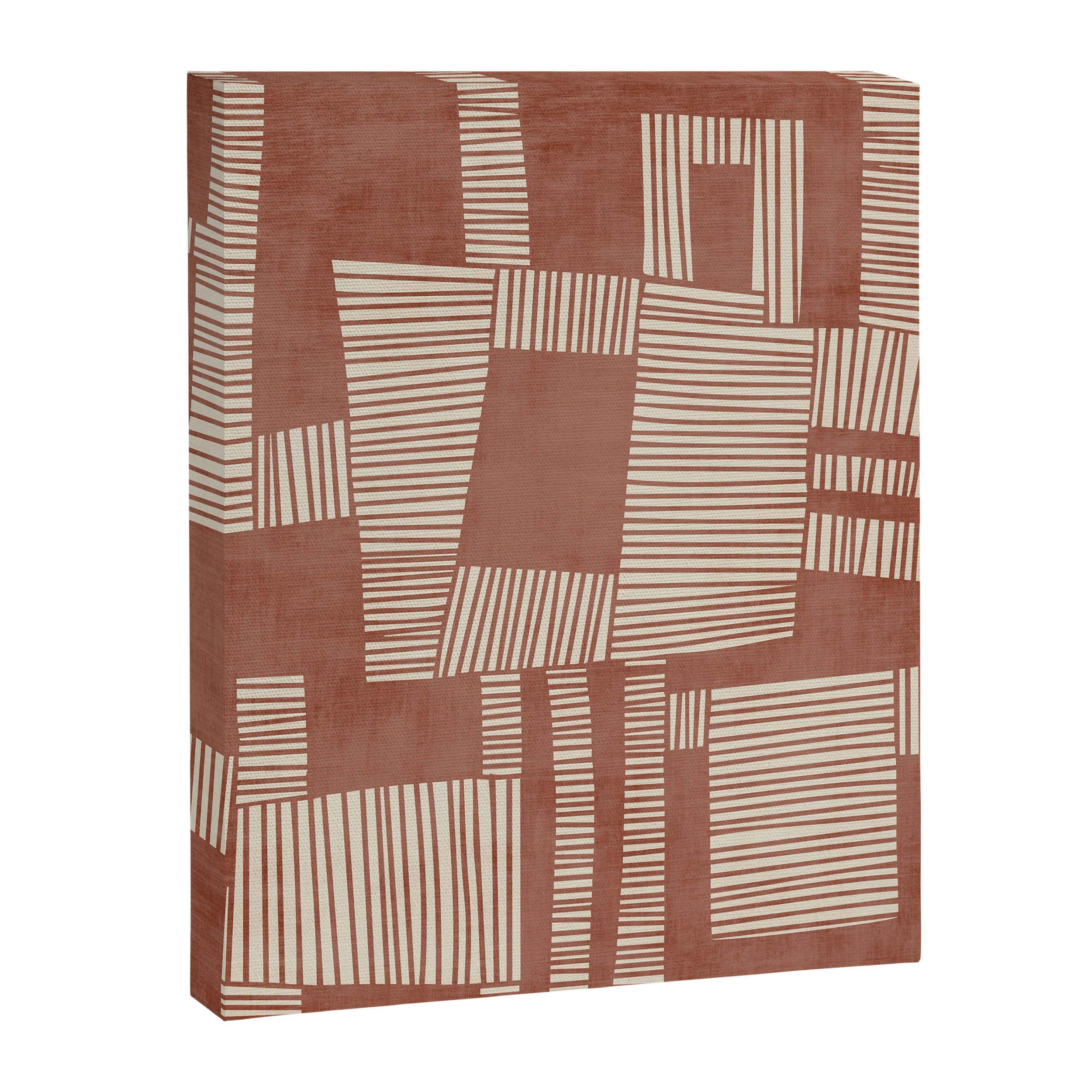 Modern Abstract Terracotta Linocut Boho Art Canvas Print Gallery Image 6
