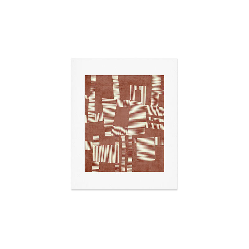 Modern Abstract Terracotta Linocut Boho Art Art Print Gallery Image 1