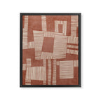 Modern Abstract Terracotta Linocut Boho Art Framed Canvas Print Gallery Image 6