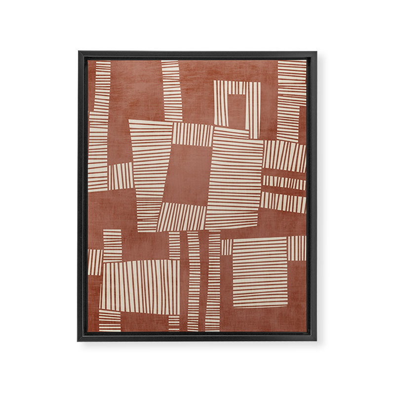 Modern Abstract Terracotta Linocut Boho Art Framed Canvas Print Gallery Image 6