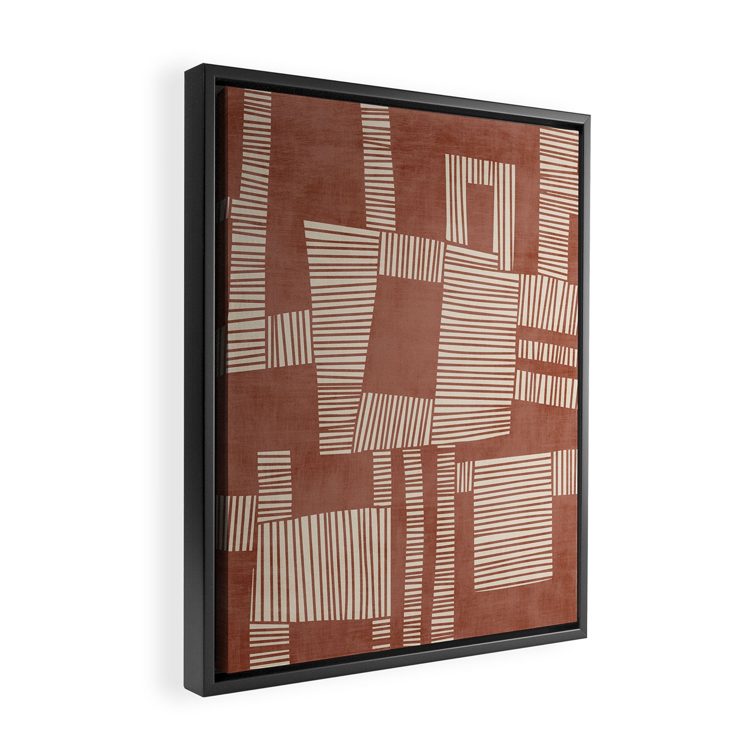Modern Abstract Terracotta Linocut Boho Art Framed Canvas Print Gallery Image 2
