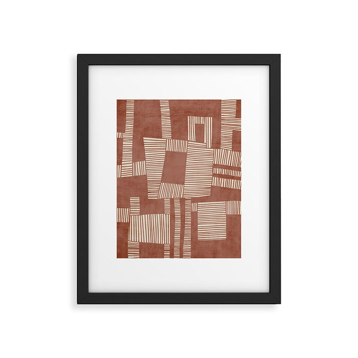 Modern Abstract Terracotta Linocut Boho Art Framed Art Print Gallery Image 1