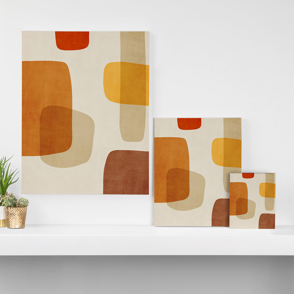 Modern Artwork Brown Tones Mustard Beige Canvas Print Gallery Image 3