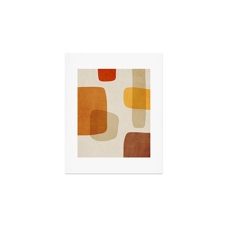 Modern Artwork Brown Tones Mustard Beige Art Print Gallery Image 1
