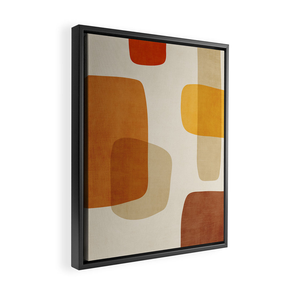 Modern Artwork Brown Tones Mustard Beige Framed Canvas Print Gallery Image 2