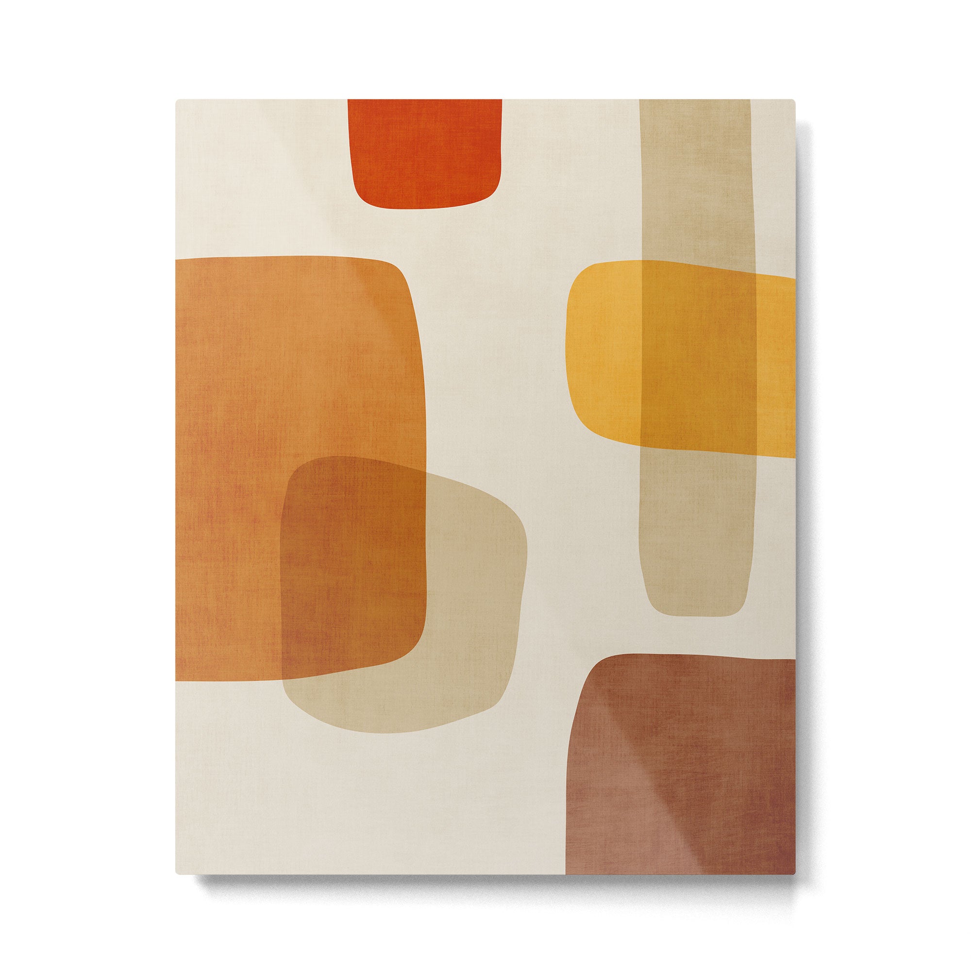 Modern Artwork Brown Tones Mustard Beige Metal Print Gallery Image 4