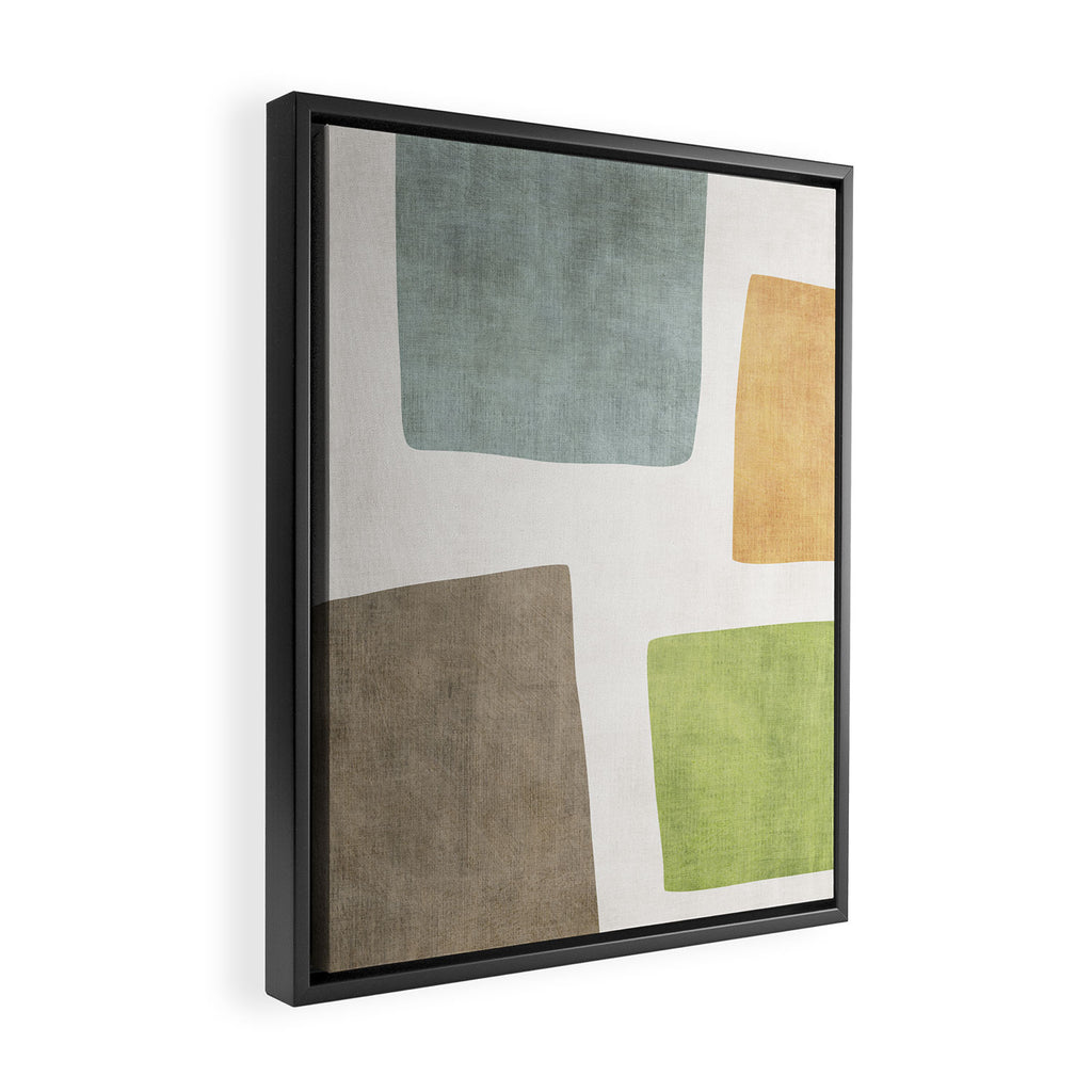 Modern Artwork Green Blue Orange Brown 01 Framed Canvas Print Gallery Image 2