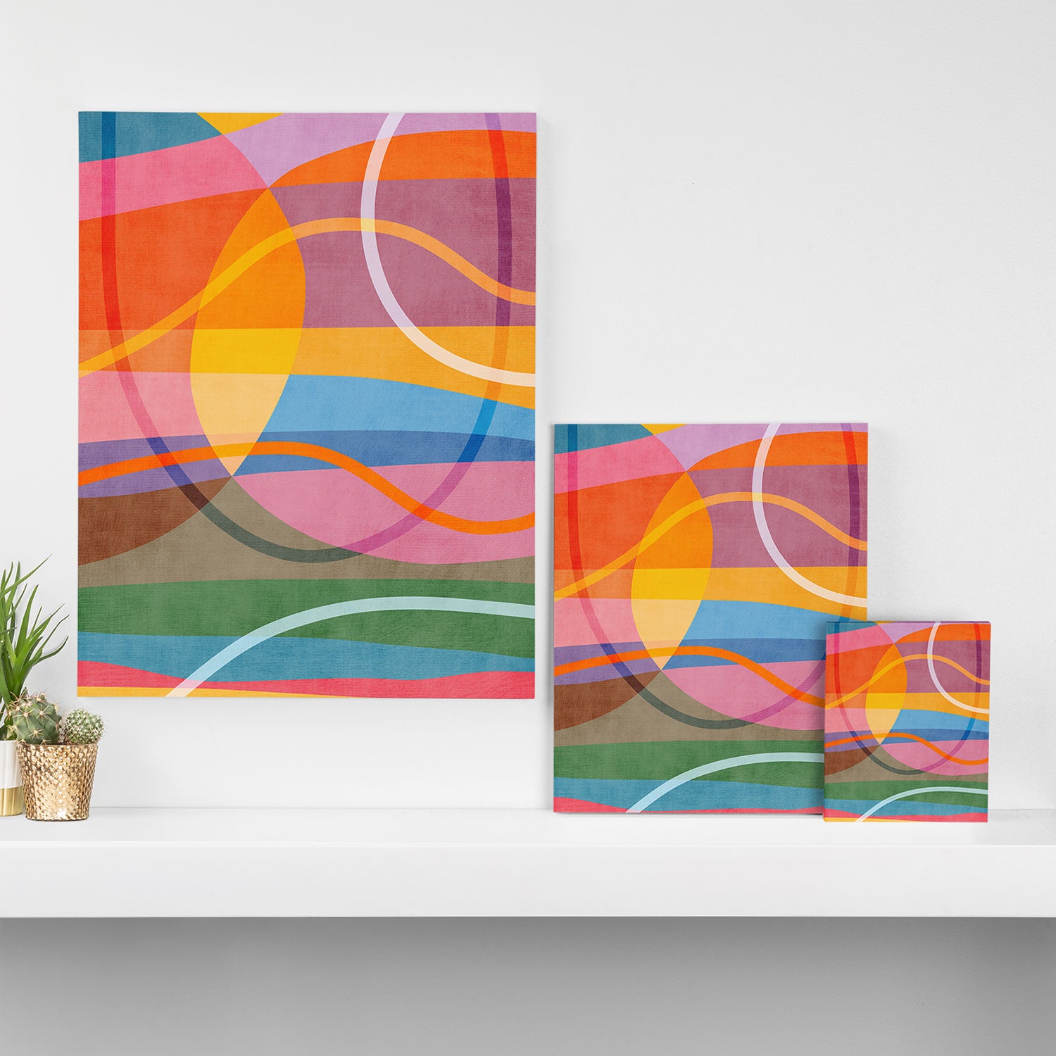 Modern Bold Colorful Shapes Artwork Canvas Print Gallery Image 3