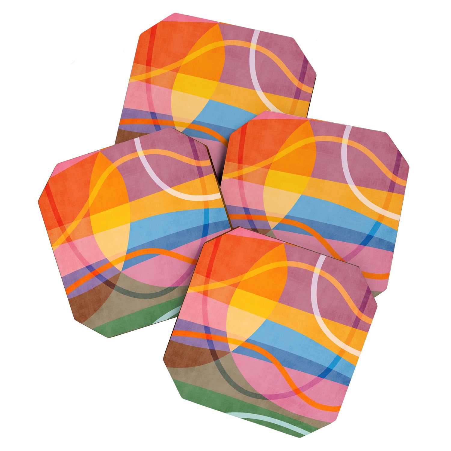 Modern Bold Colorful Shapes Artwork Coaster Gallery Image 1