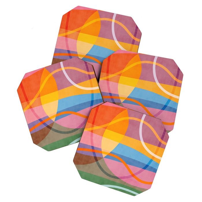 Modern Bold Colorful Shapes Artwork Coaster Gallery Image 1
