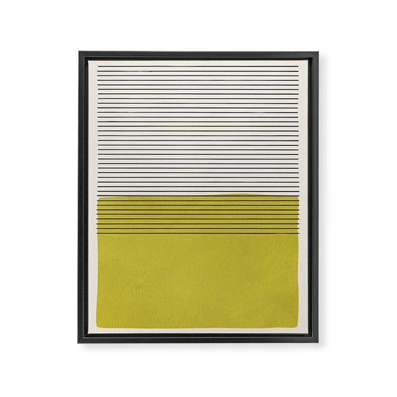 Modern Chartreuse Color Block Black Lines Framed Canvas Print Gallery Image 6