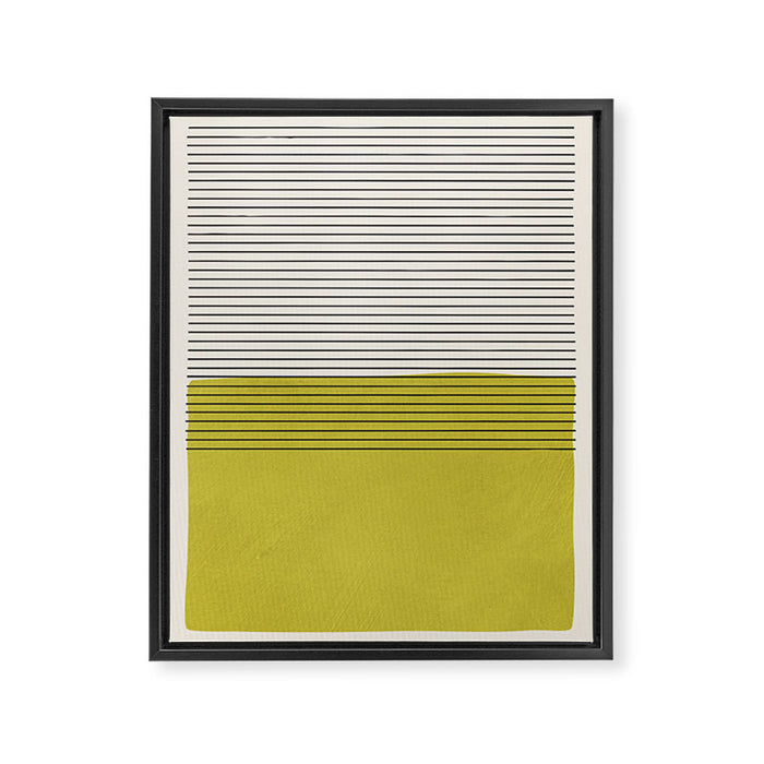 Modern Chartreuse Color Block Black Lines Framed Canvas Print Gallery Image 1