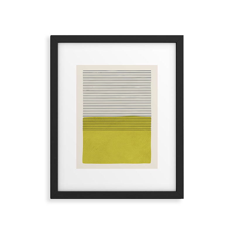 Modern Chartreuse Color Block Black Lines Framed Art Print Gallery Image 5