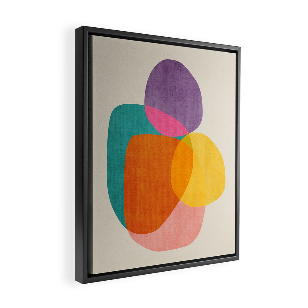 Modern Colorful Abstract Round Shapes Framed Canvas Print Gallery Image 2