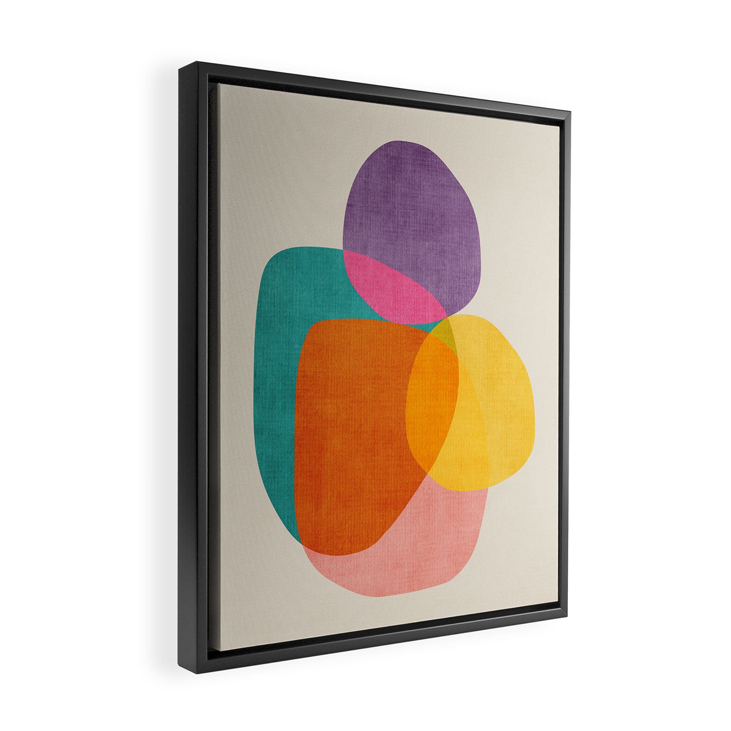 Modern Colorful Abstract Round Shapes Framed Canvas Print Gallery Image 2