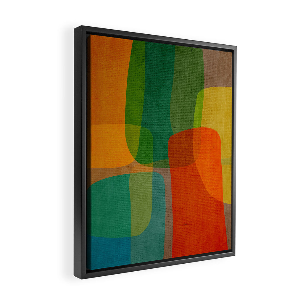 Modern Colorful MidCentury Abstract Framed Canvas Print Gallery Image 2