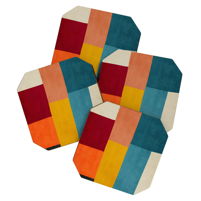 Modern Colorful Patchwork Abstract Art  Coaster Gallery Image 1