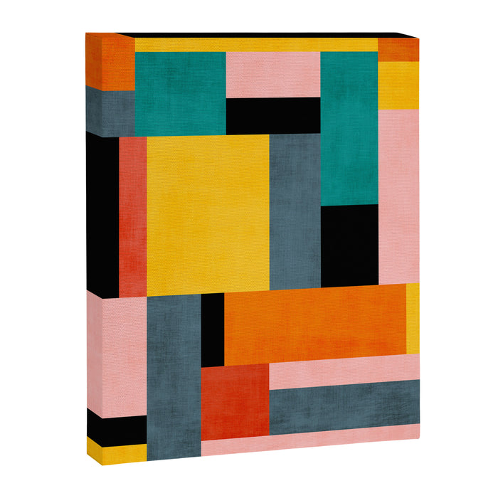 Modern Colorful Patchwork Vibrant MCM ART Canvas Print Gallery Image 1