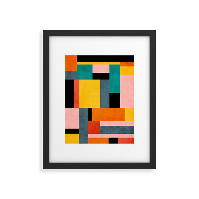 Modern Colorful Patchwork Vibrant MCM ART Framed Art Print Gallery Image 1