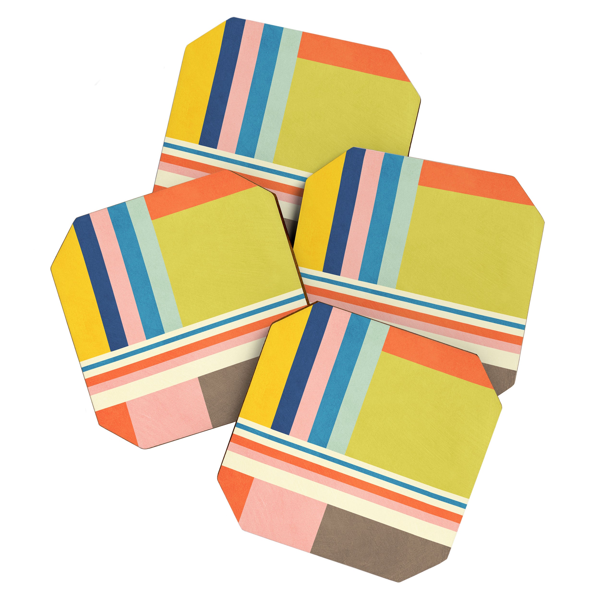 Modern Colorful Stripes Pastel Tones Artwork Coaster Gallery Image 1