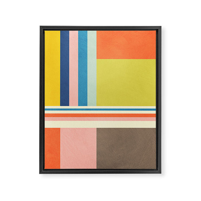 Modern Colorful Stripes Pastel Tones Artwork Framed Canvas Print Gallery Image 1