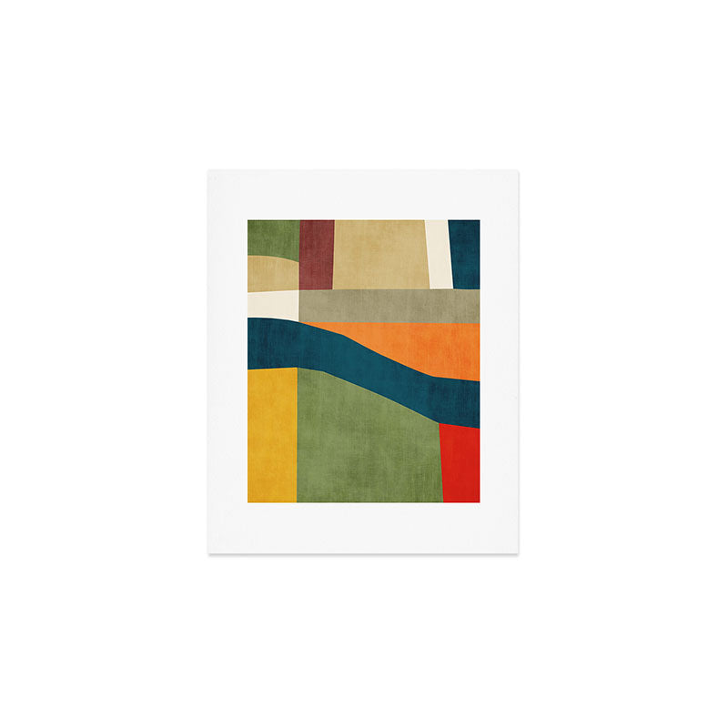 Modern Fall Abstract Artwork Green Orange Yellow Art Art Print Gallery Image 1