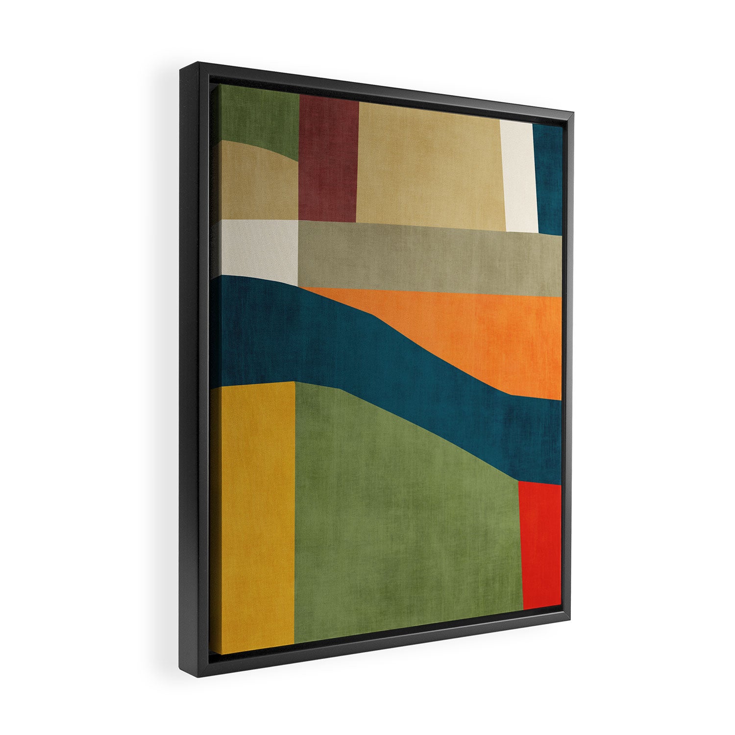 Modern Fall Abstract Artwork Green Orange Yellow Art Framed Canvas Print Gallery Image 2