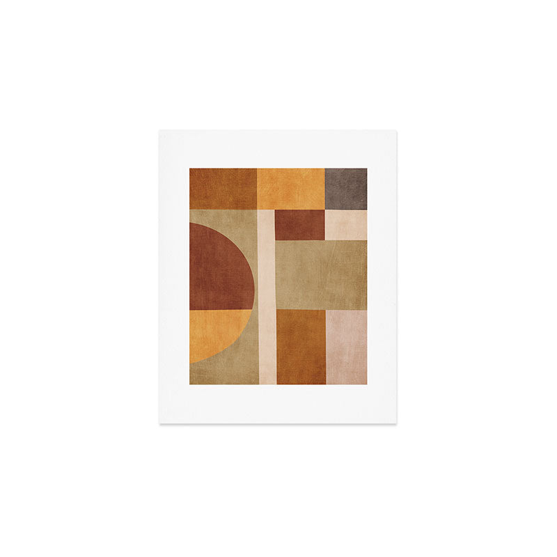 Modern Geometric Terra Beige Mustard Abstract Art Print Gallery Image 1