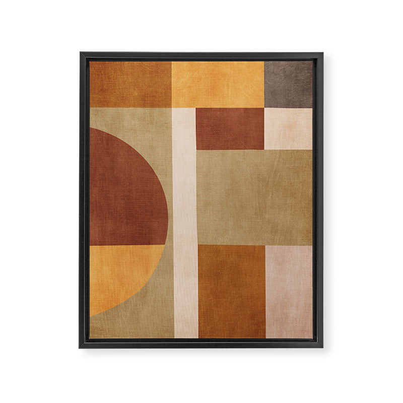 Modern Geometric Terra Beige Mustard Abstract Framed Canvas Print Gallery Image 6