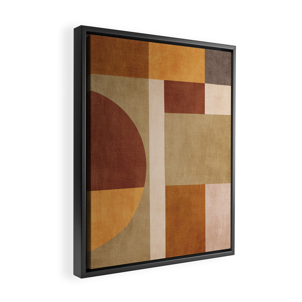 Modern Geometric Terra Beige Mustard Abstract Framed Canvas Print Gallery Image 2