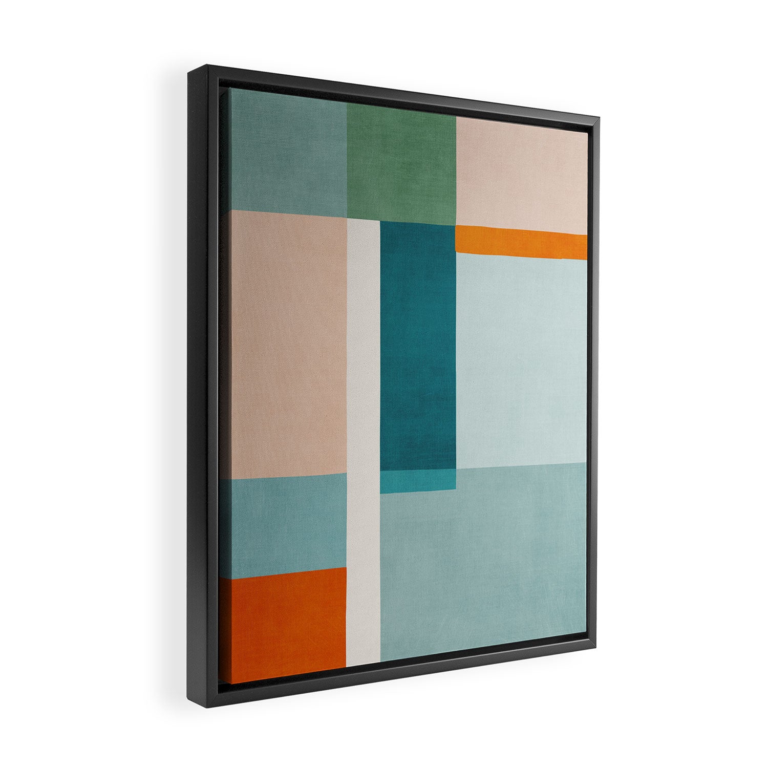 Modern Minimalism Abstract Teal Tones Artwork Framed Canvas Print Gallery Image 2