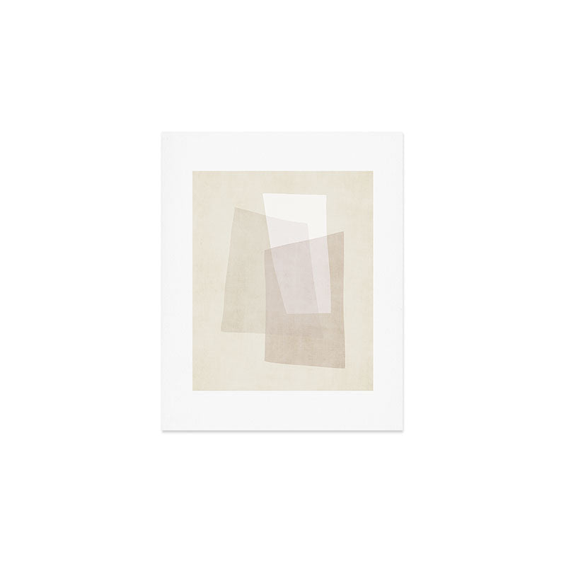 Modern Minimalism Beige White Organic Shapes Art Print Gallery Image 1